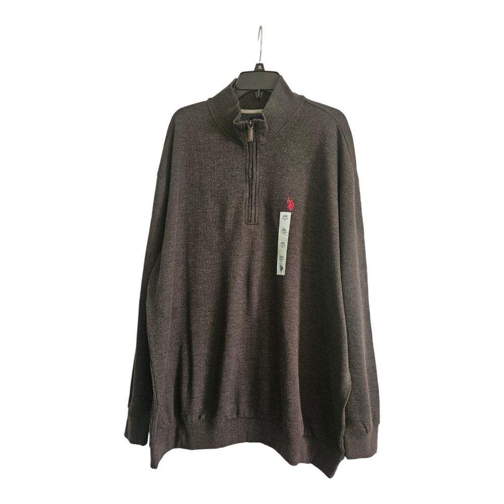 U.S. Polo Association NWT 1/4 Zip Mock Neck Mens BKHT Pullover SZ 2X Big/Tall
